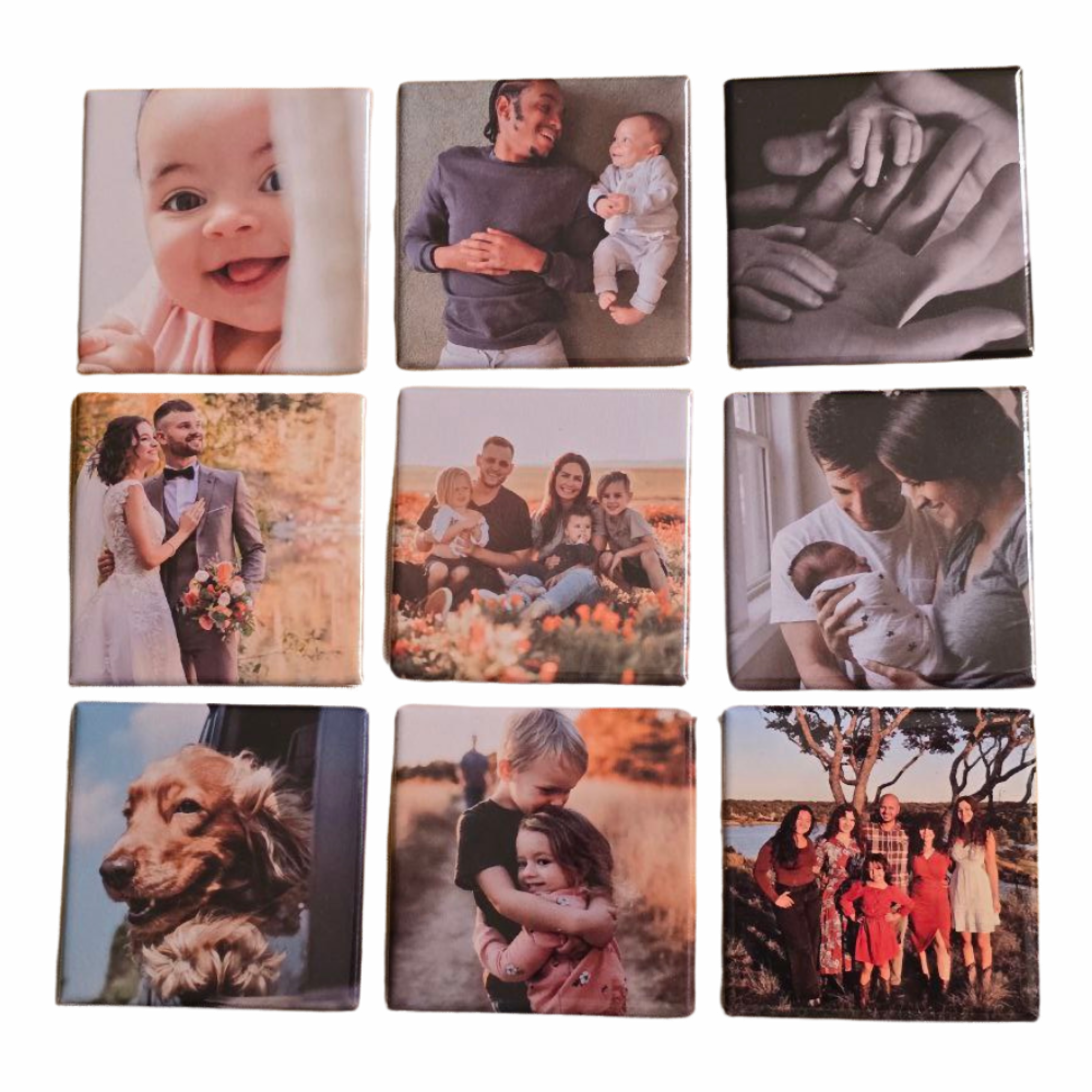 A playful collection of custom photo magnets